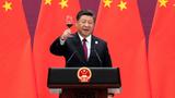 Chinese President Xi Jinping raises his glass and proposes a toast at the end of his speech during the welcome banquet, after the welcome ceremony of leaders attending the Belt and Road Forum at the Great Hall of the People in Beijing, China, April 26, 2019, photo by Nicolas Asfour/Reuters