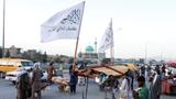 Taliban flags are seen on a street in Kabul, Afghanistan, September 16, 2021, photo by West Asia News Agency via Reuters