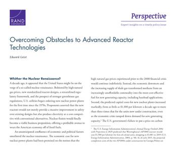 Cover: Overcoming Obstacles to Advanced Reactor Technologies