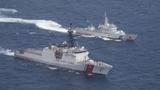U.S. Coast Guard Cutter Munro and Japan Coast Guard Patrol Vessel Large Aso, transit together in formation during a maritime engagement in the East China Sea Aug. 25, 2021, photo by Japan Coast Guard