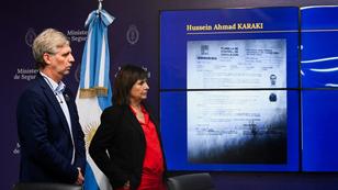 Argentina's Secretary of State Intelligence Sergio Neiffert and Security Minister Patricia Bullrich present a document, following an operation in coordination with other countries, on the identity of Hezbollah's chief of operations in Latin America, in Buenos Aires, Argentina, October 25, 2024, photo by Mariana Nedelcu/Reuters