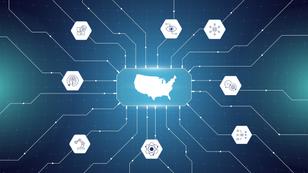 Illustration of a network and data connections to a United States map, composite design by Carol Ponce/RAND adapted from Adobe Stock images by Azat Valeev, MooseD, and Smile3377